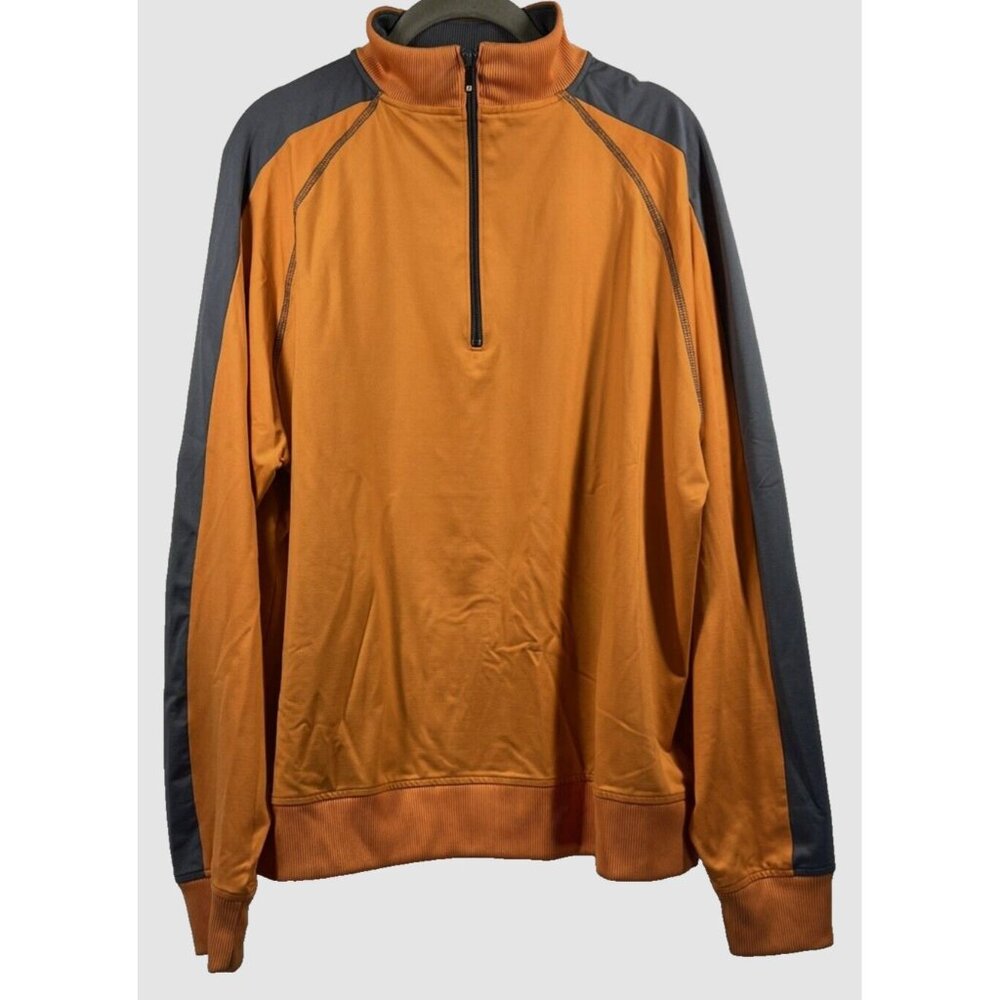 Footjoy Men's Polo‎ Shirt Size Medium 1/4 Zip Orange Black Pullover Long Sleeves